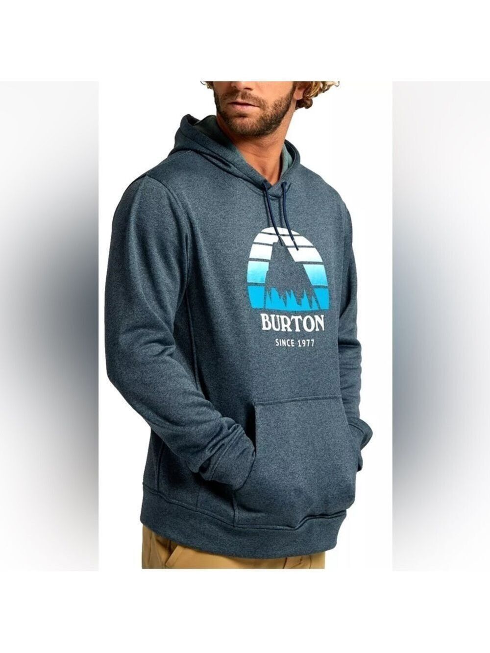 Burton Mens Oak Pullover Hoodie Fleece Sweatshirt Blue Heather Sz L